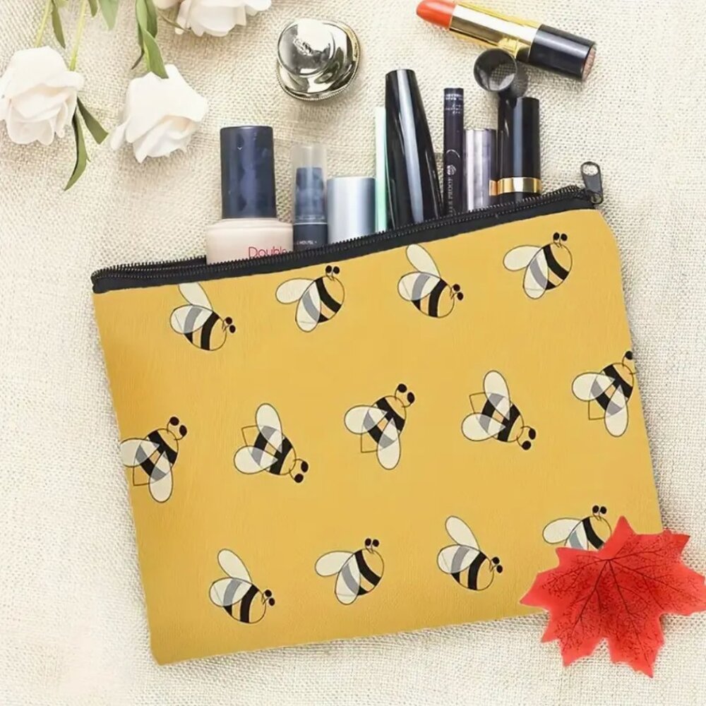 Bee Canvas Cosmetic Bag, NEW - Picture 4 of 6